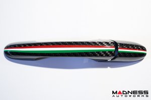 FIAT 500 Exterior Door Handle Kit - Carbon Fiber - Italian Racing Stripe Design